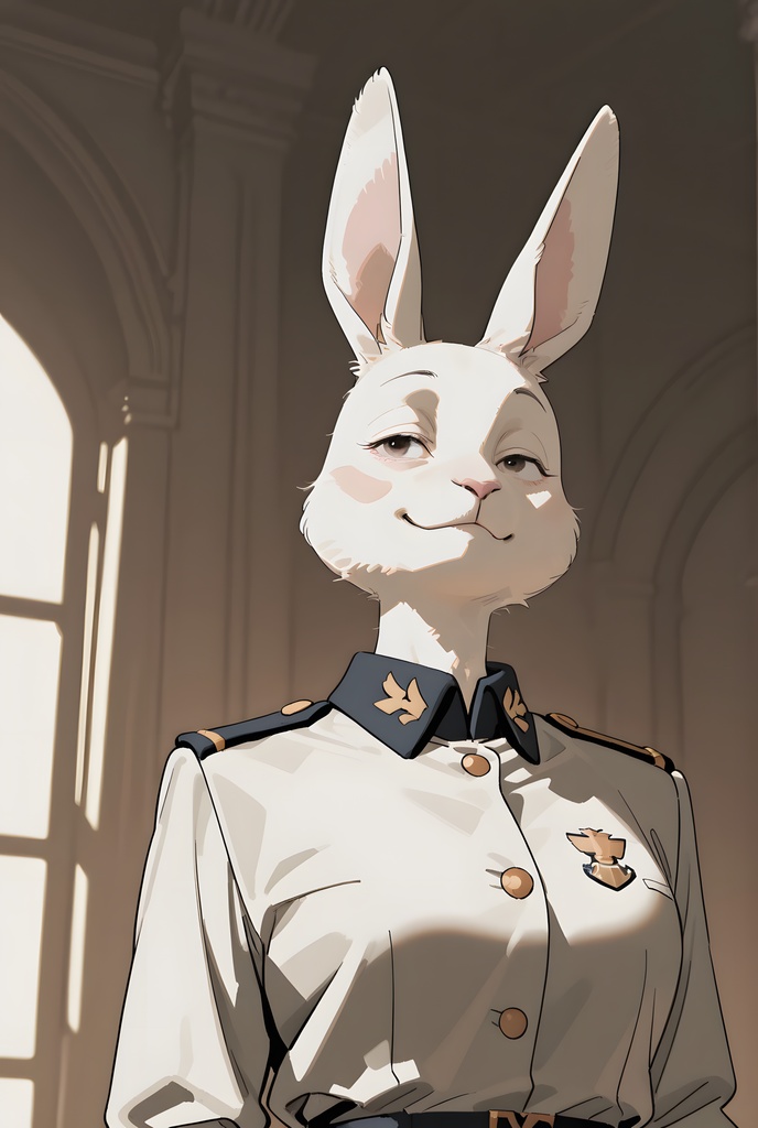 獣人軍人素材集:白うさぎ士官、白制服 Beastman Soldier Material Collection:White Rabbit Officer, White Uniform