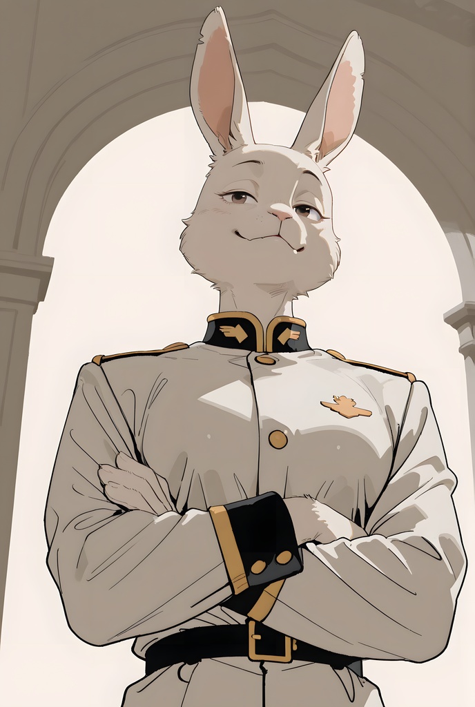 獣人軍人素材集:白うさぎ士官、白制服 Beastman Soldier Material Collection:White Rabbit Officer, White Uniform
