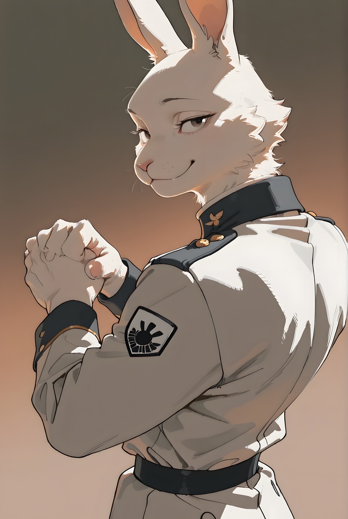 獣人軍人素材集:白うさぎ士官、白制服 Beastman Soldier Material Collection:White Rabbit Officer, White Uniform