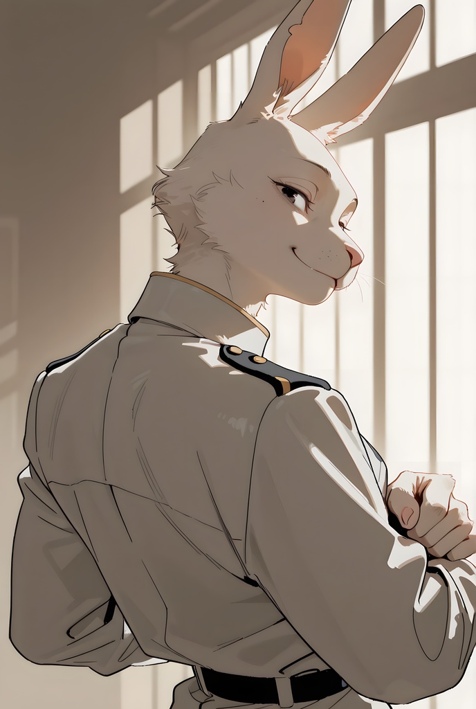 獣人軍人素材集:白うさぎ士官、白制服 Beastman Soldier Material Collection:White Rabbit Officer, White Uniform