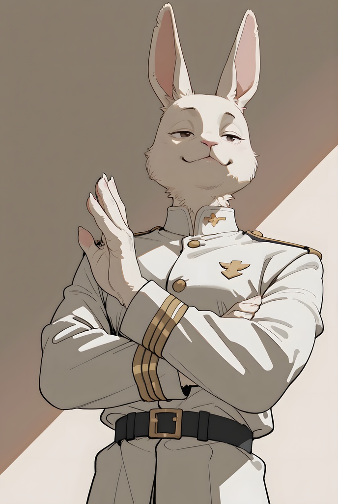 獣人軍人素材集:白うさぎ士官、白制服 Beastman Soldier Material Collection:White Rabbit Officer, White Uniform
