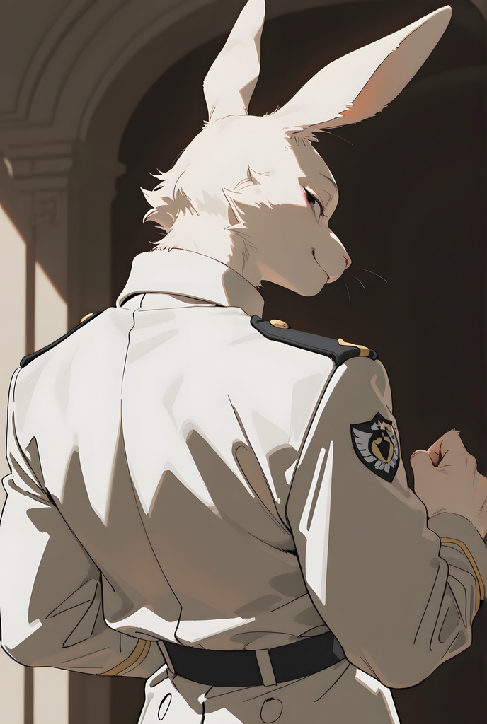 獣人軍人素材集:白うさぎ士官、白制服 Beastman Soldier Material Collection:White Rabbit Officer, White Uniform