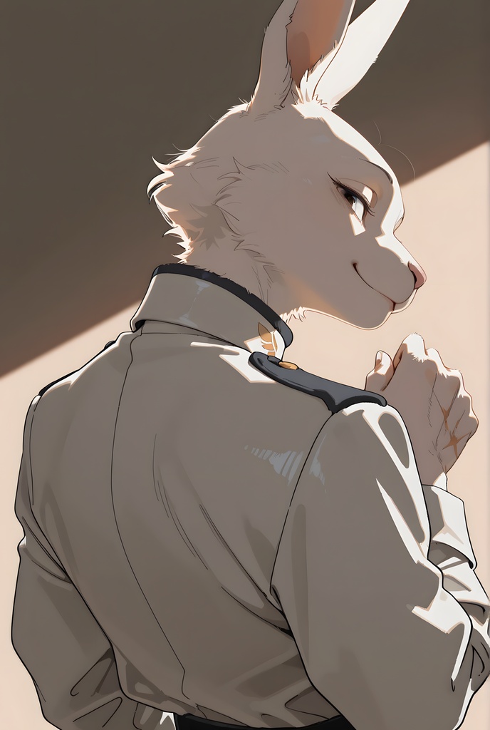 獣人軍人素材集:白うさぎ士官、白制服 Beastman Soldier Material Collection:White Rabbit Officer, White Uniform