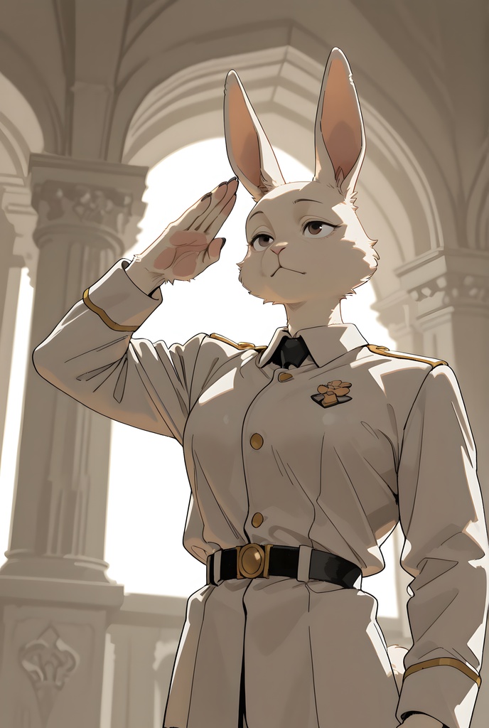 獣人軍人素材集:白うさぎ士官、白制服 Beastman Soldier Material Collection:White Rabbit Officer, White Uniform