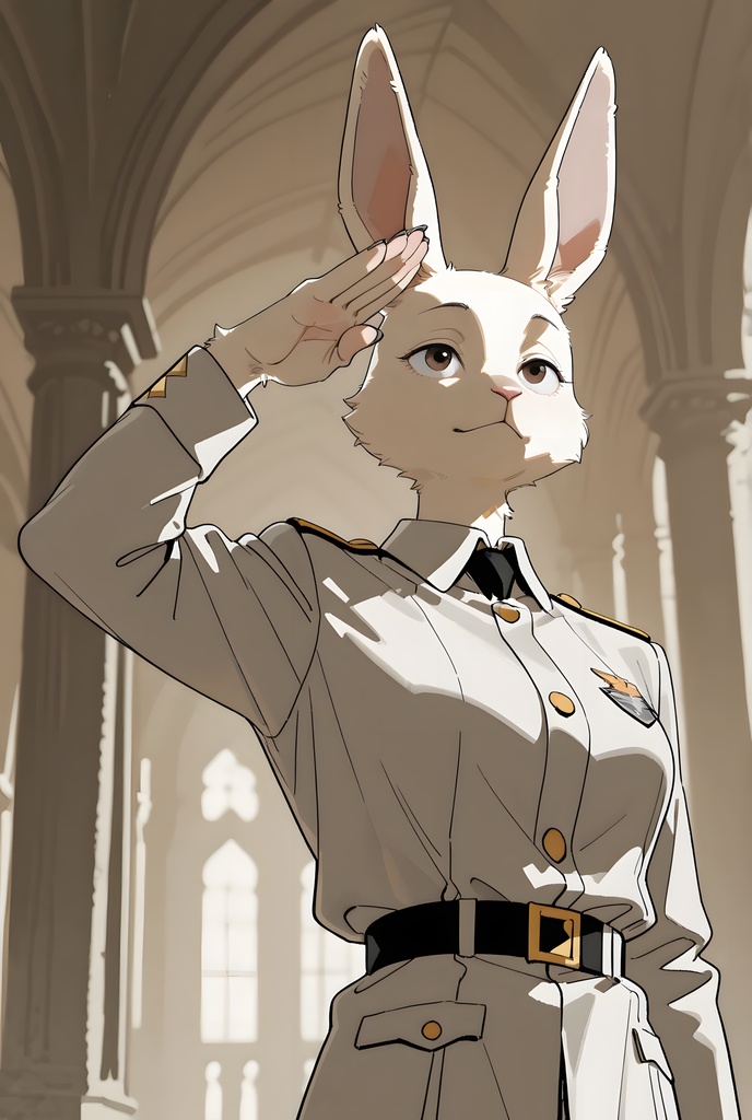 獣人軍人素材集:白うさぎ士官、白制服 Beastman Soldier Material Collection:White Rabbit Officer, White Uniform