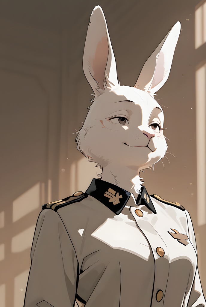 獣人軍人素材集:白うさぎ士官、白制服 Beastman Soldier Material Collection:White Rabbit Officer, White Uniform