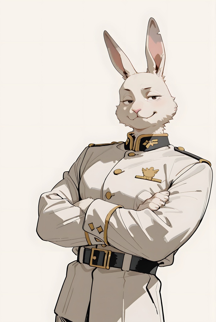 獣人軍人素材集:白うさぎ士官、白制服 Beastman Soldier Material Collection:White Rabbit Officer, White Uniform