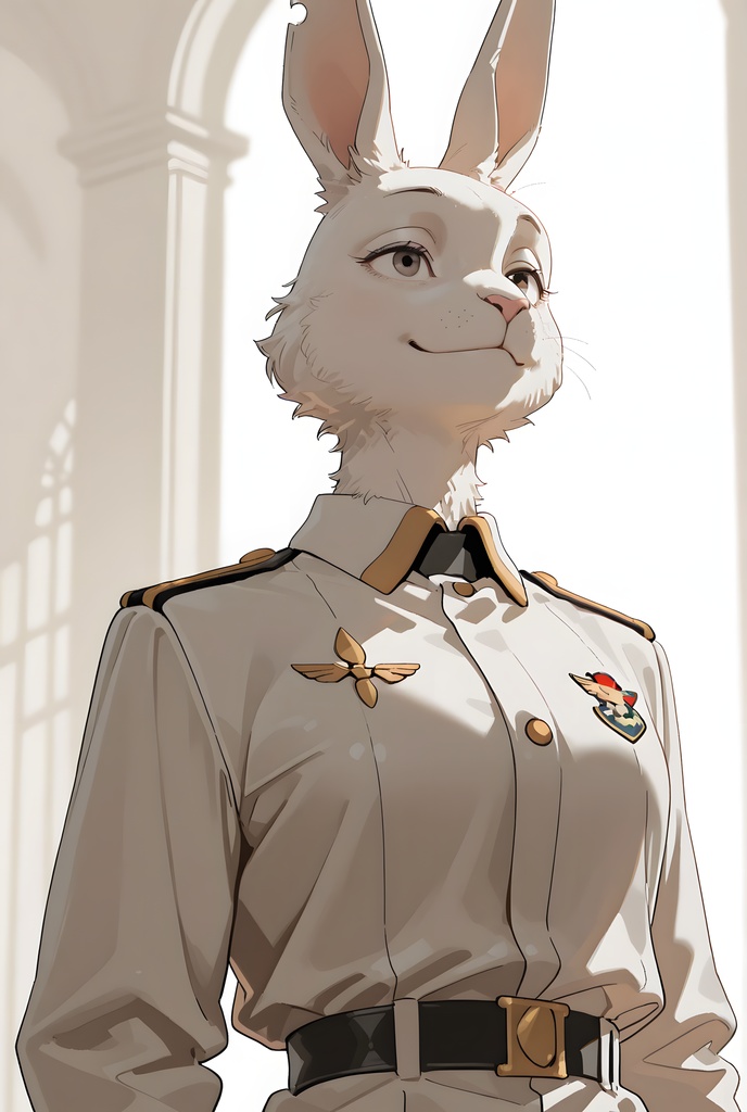 獣人軍人素材集:白うさぎ士官、白制服 Beastman Soldier Material Collection:White Rabbit Officer, White Uniform
