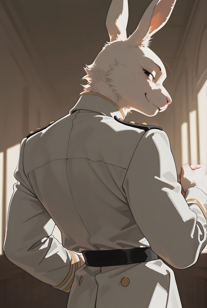獣人軍人素材集:白うさぎ士官、白制服 Beastman Soldier Material Collection:White Rabbit Officer, White Uniform