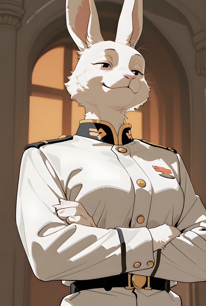 獣人軍人素材集:白うさぎ士官、白制服 Beastman Soldier Material Collection:White Rabbit Officer, White Uniform