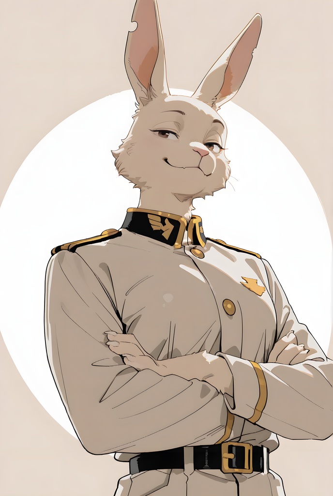 獣人軍人素材集:白うさぎ士官、白制服 Beastman Soldier Material Collection:White Rabbit Officer, White Uniform