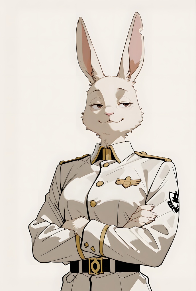 獣人軍人素材集:白うさぎ士官、白制服 Beastman Soldier Material Collection:White Rabbit Officer, White Uniform