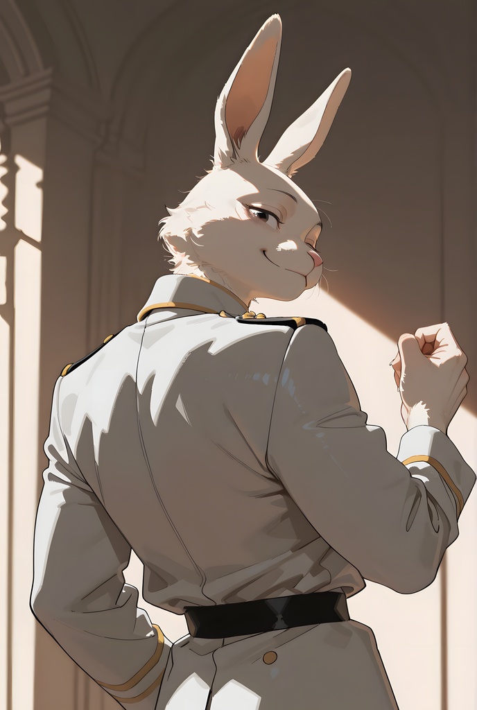 獣人軍人素材集:白うさぎ士官、白制服 Beastman Soldier Material Collection:White Rabbit Officer, White Uniform
