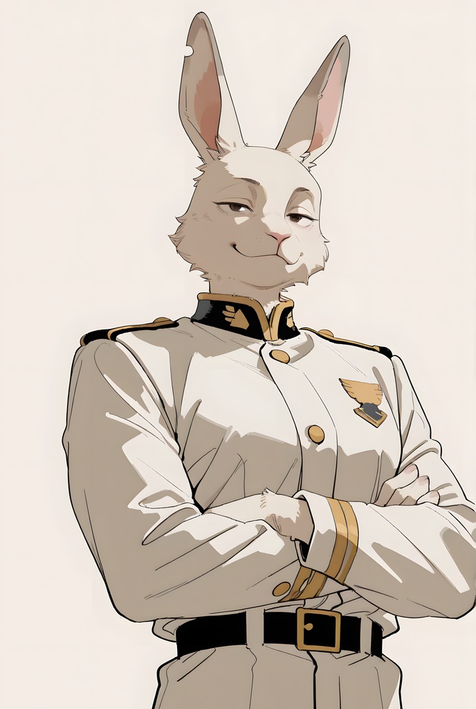 獣人軍人素材集:白うさぎ士官、白制服 Beastman Soldier Material Collection:White Rabbit Officer, White Uniform