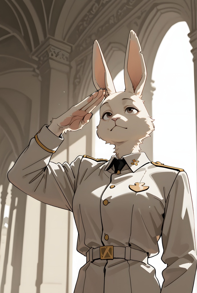 獣人軍人素材集:白うさぎ士官、白制服 Beastman Soldier Material Collection:White Rabbit Officer, White Uniform