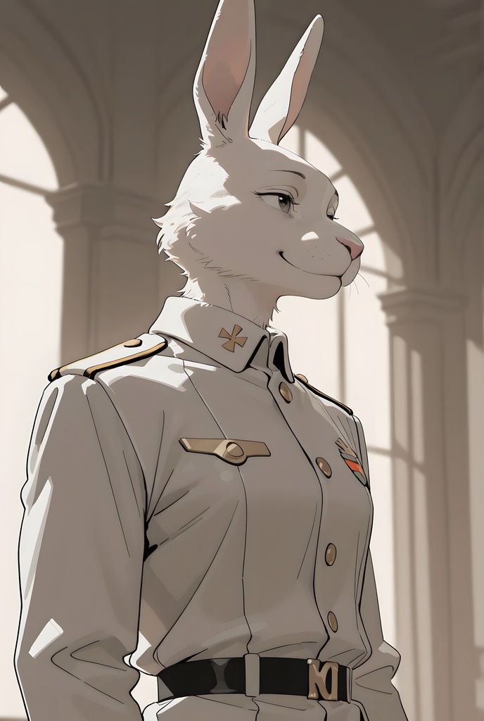 獣人軍人素材集:白うさぎ士官、白制服 Beastman Soldier Material Collection:White Rabbit Officer, White Uniform