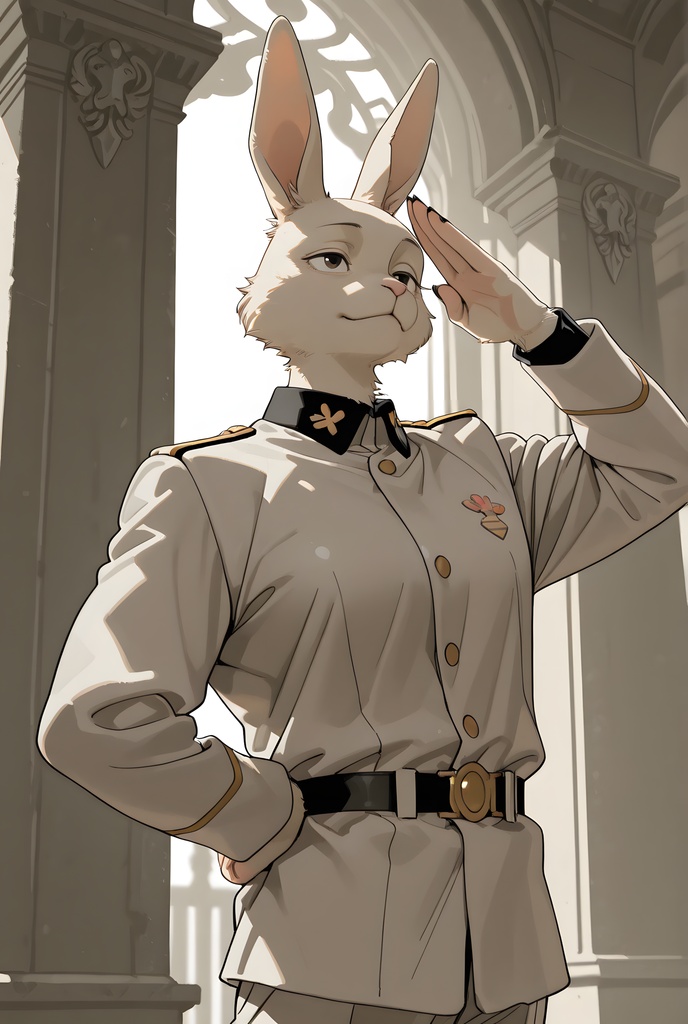 獣人軍人素材集:白うさぎ士官、白制服 Beastman Soldier Material Collection:White Rabbit Officer, White Uniform