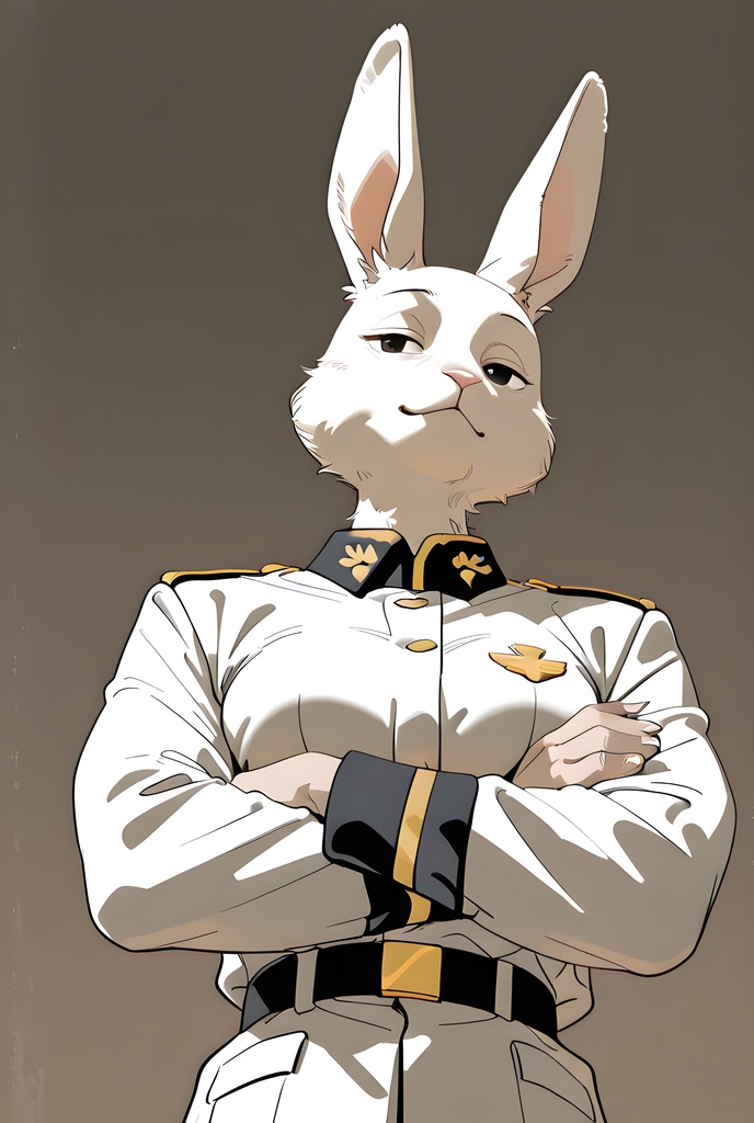獣人軍人素材集:白うさぎ士官、白制服 Beastman Soldier Material Collection:White Rabbit Officer, White Uniform
