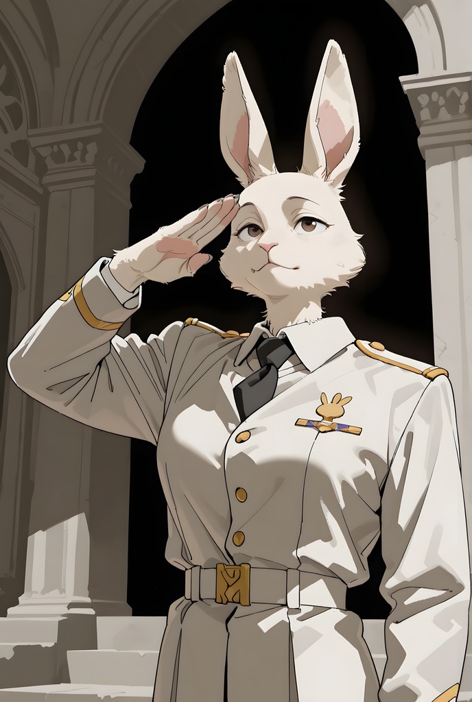 獣人軍人素材集:白うさぎ士官、白制服 Beastman Soldier Material Collection:White Rabbit Officer, White Uniform