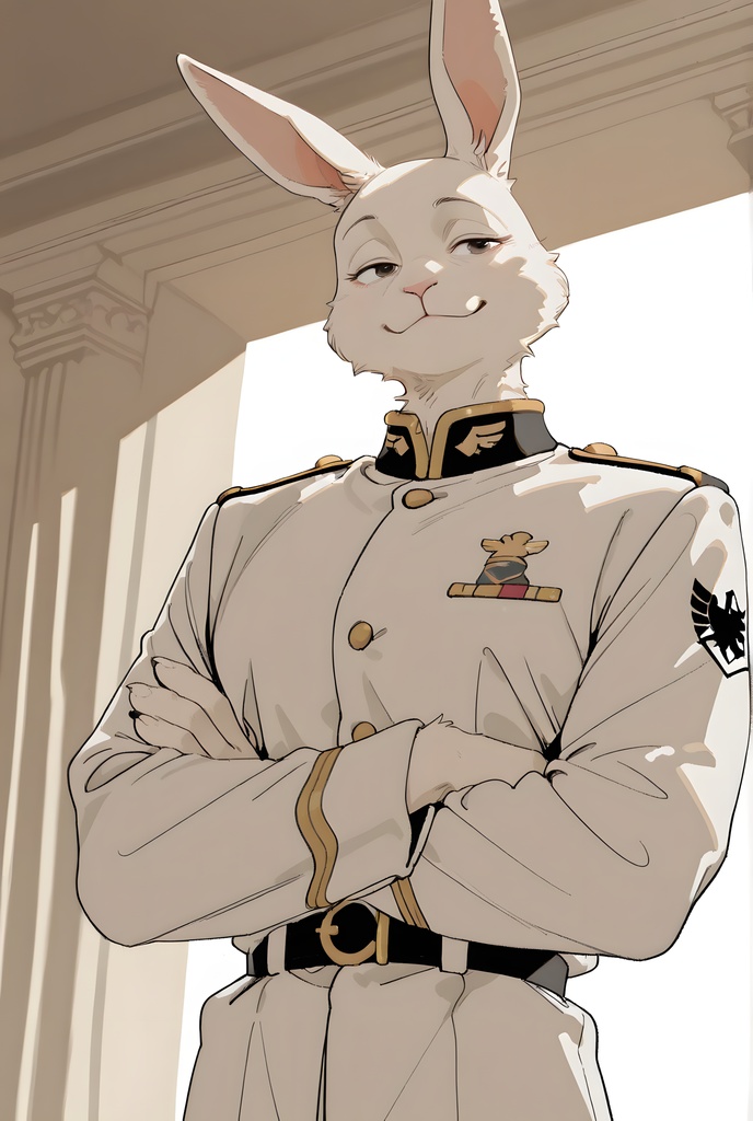 獣人軍人素材集:白うさぎ士官、白制服 Beastman Soldier Material Collection:White Rabbit Officer, White Uniform
