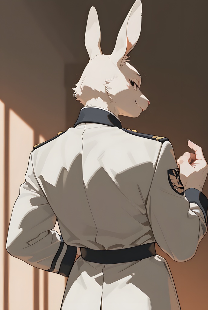 獣人軍人素材集:白うさぎ士官、白制服 Beastman Soldier Material Collection:White Rabbit Officer, White Uniform