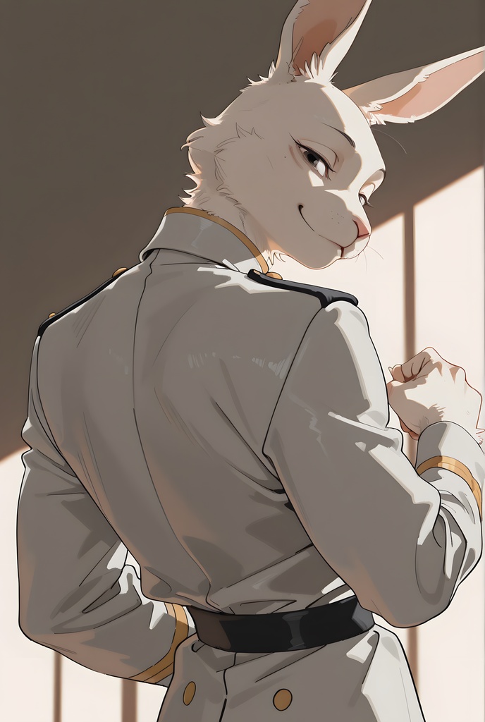 獣人軍人素材集:白うさぎ士官、白制服 Beastman Soldier Material Collection:White Rabbit Officer, White Uniform