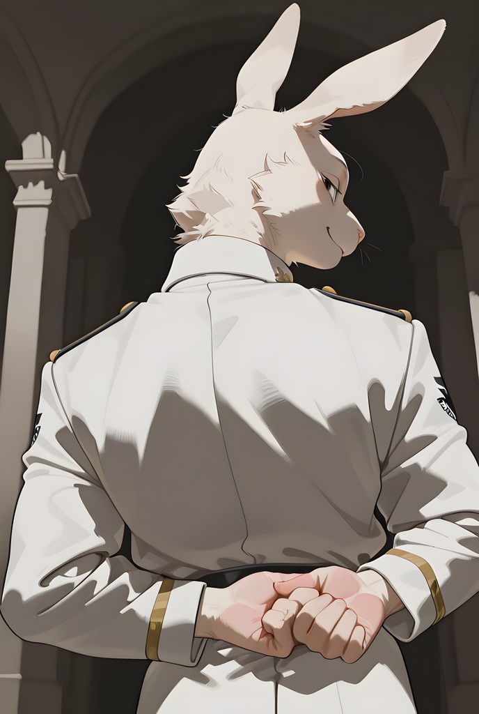 獣人軍人素材集:白うさぎ士官、白制服 Beastman Soldier Material Collection:White Rabbit Officer, White Uniform