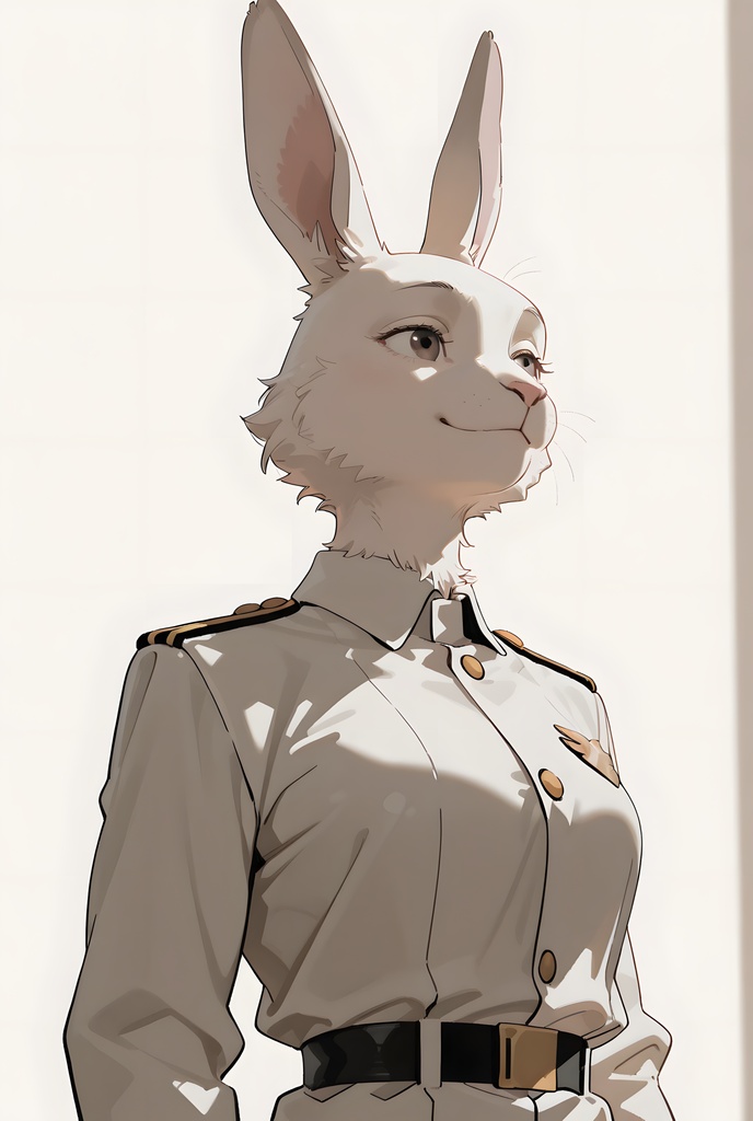 獣人軍人素材集:白うさぎ士官、白制服 Beastman Soldier Material Collection:White Rabbit Officer, White Uniform