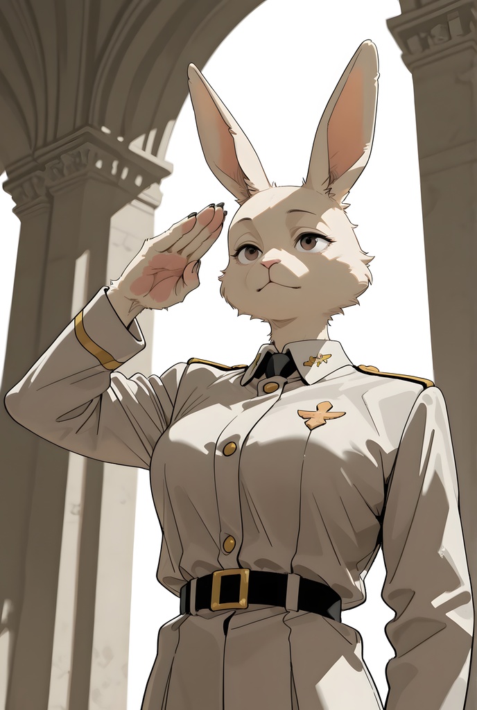 獣人軍人素材集:白うさぎ士官、白制服 Beastman Soldier Material Collection:White Rabbit Officer, White Uniform