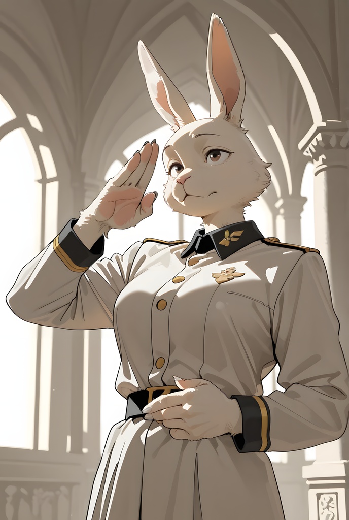 獣人軍人素材集:白うさぎ士官、白制服 Beastman Soldier Material Collection:White Rabbit Officer, White Uniform