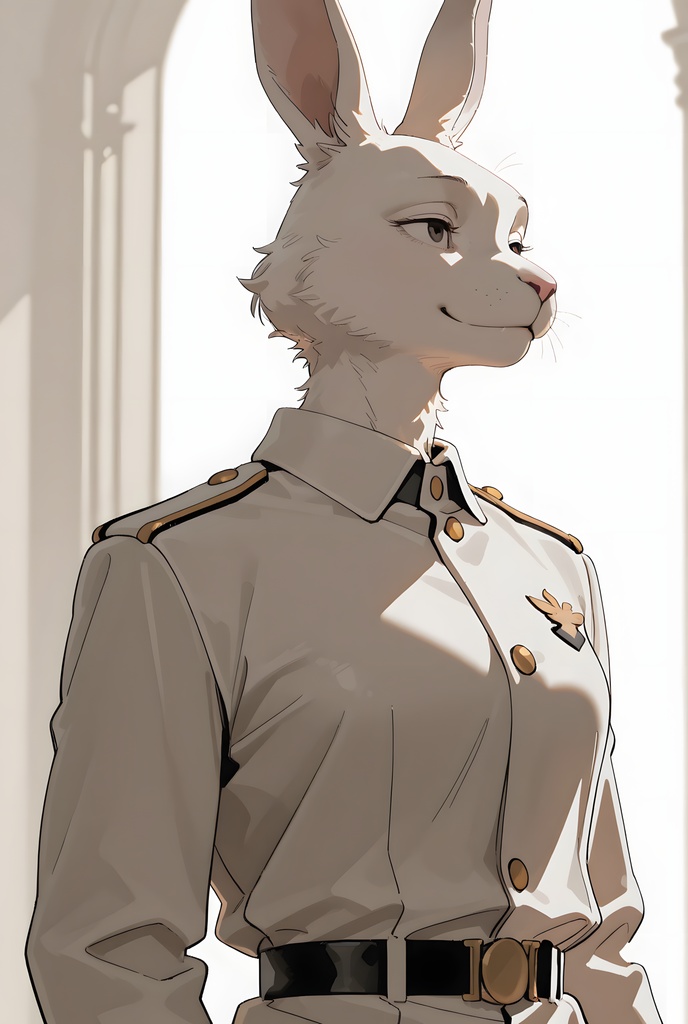 獣人軍人素材集:白うさぎ士官、白制服 Beastman Soldier Material Collection:White Rabbit Officer, White Uniform