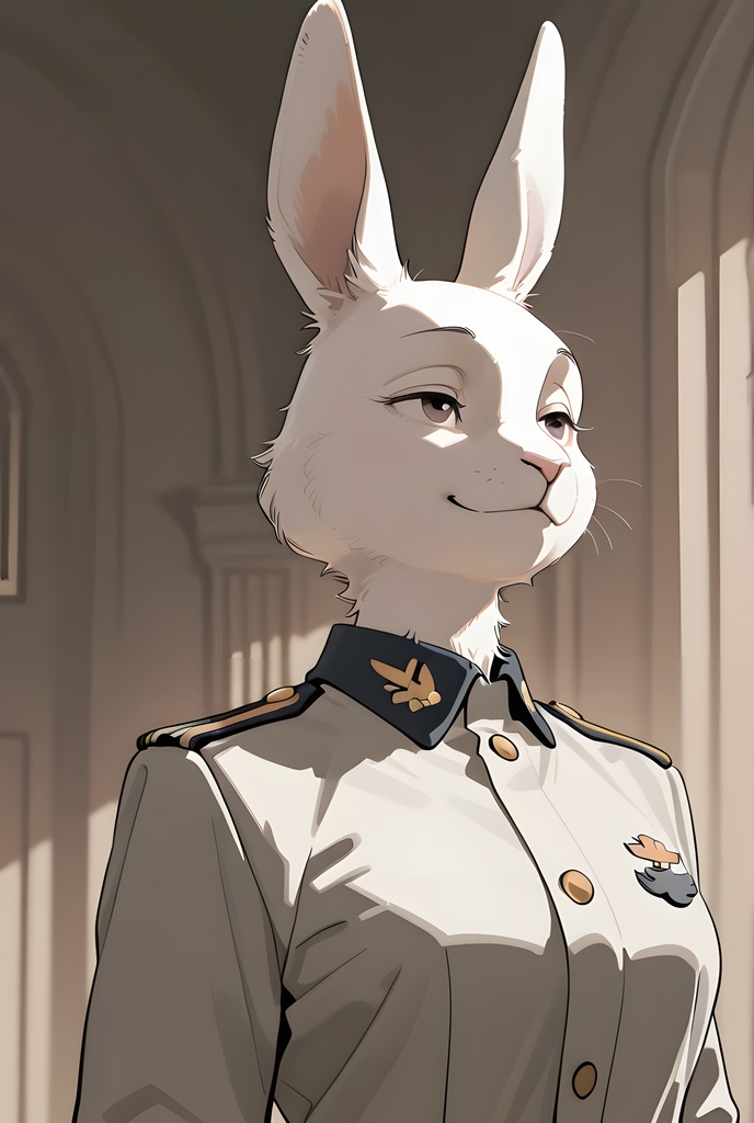 獣人軍人素材集:白うさぎ士官、白制服 Beastman Soldier Material Collection:White Rabbit Officer, White Uniform