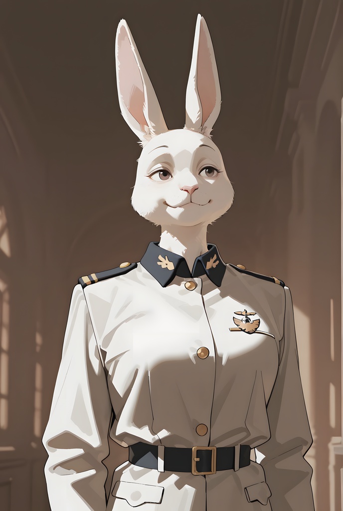 獣人軍人素材集:白うさぎ士官、白制服 Beastman Soldier Material Collection:White Rabbit Officer, White Uniform
