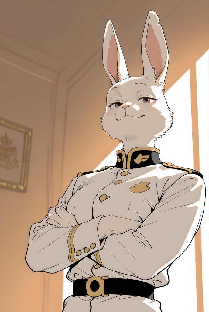 獣人軍人素材集:白うさぎ士官、白制服 Beastman Soldier Material Collection:White Rabbit Officer, White Uniform