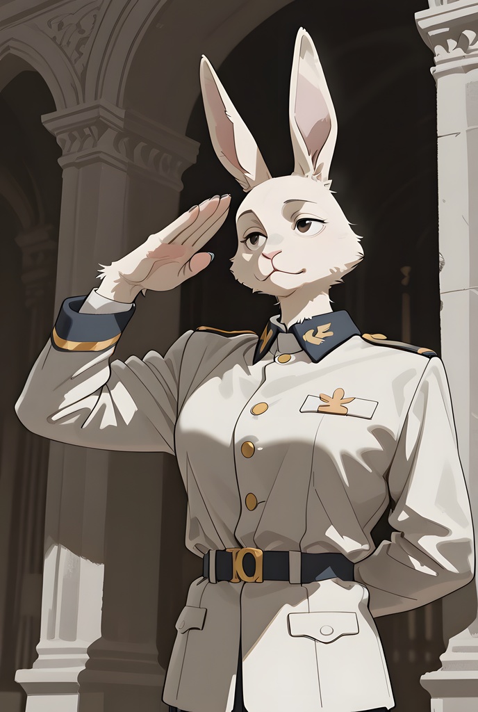 獣人軍人素材集:白うさぎ士官、白制服 Beastman Soldier Material Collection:White Rabbit Officer, White Uniform