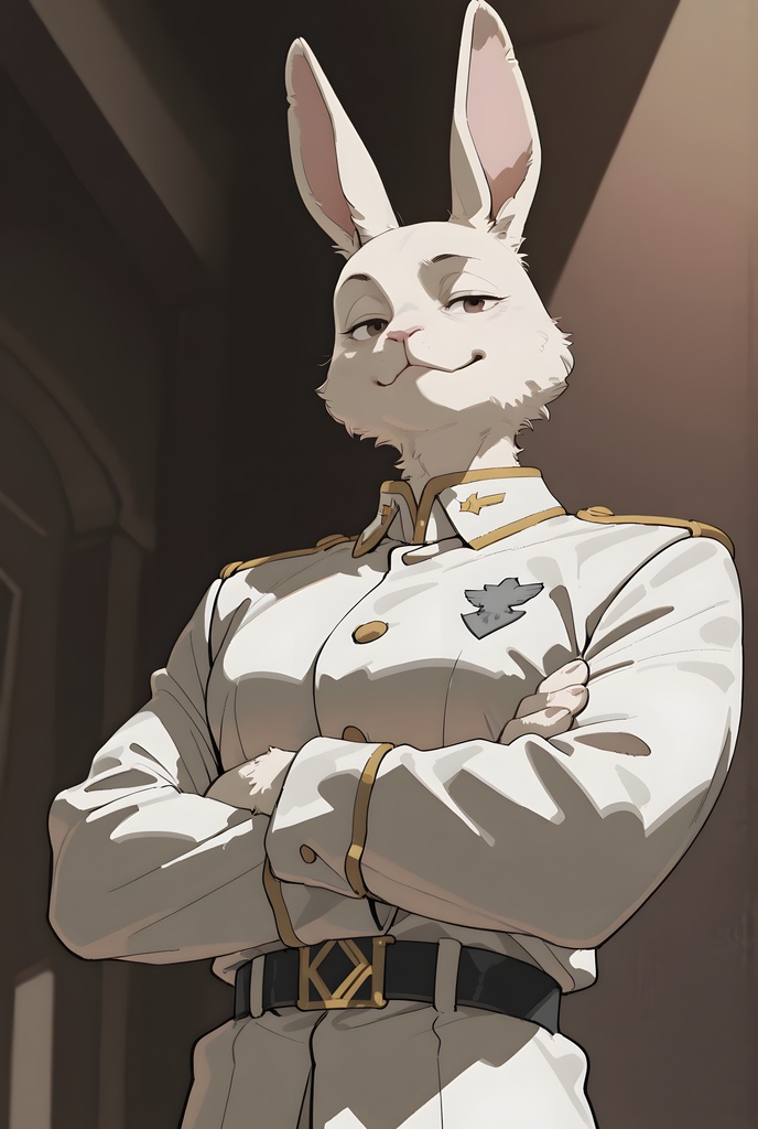獣人軍人素材集:白うさぎ士官、白制服 Beastman Soldier Material Collection:White Rabbit Officer, White Uniform