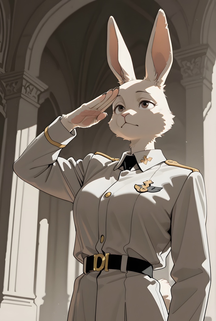 獣人軍人素材集:白うさぎ士官、白制服 Beastman Soldier Material Collection:White Rabbit Officer, White Uniform