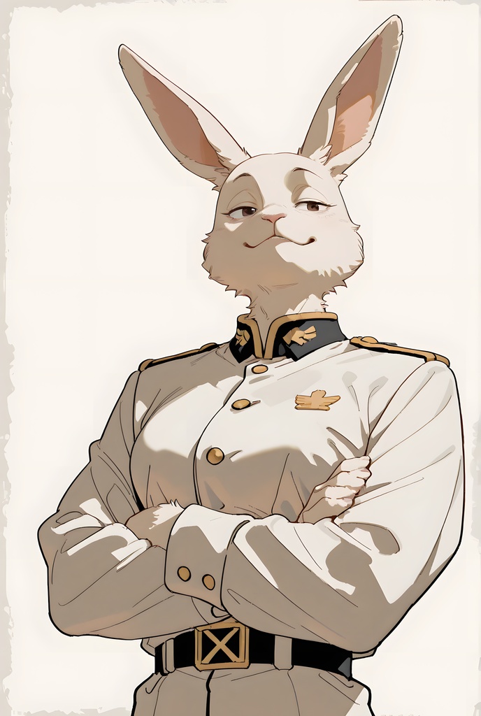 獣人軍人素材集:白うさぎ士官、白制服 Beastman Soldier Material Collection:White Rabbit Officer, White Uniform