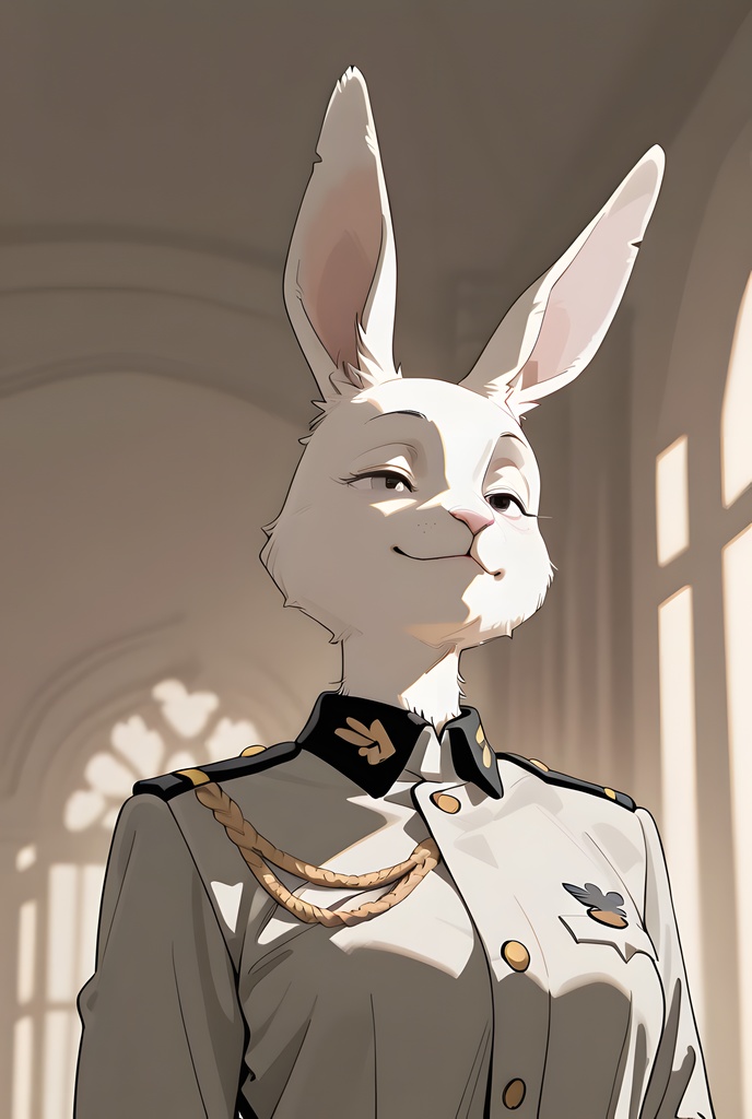 獣人軍人素材集:白うさぎ士官、白制服 Beastman Soldier Material Collection:White Rabbit Officer, White Uniform