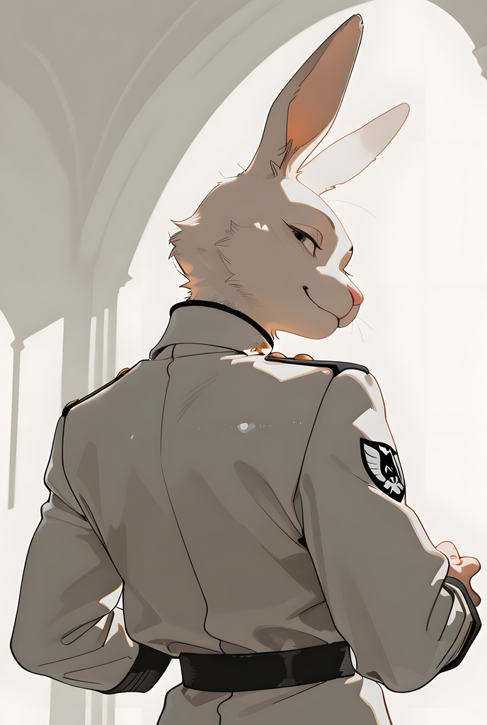 獣人軍人素材集:白うさぎ士官、白制服 Beastman Soldier Material Collection:White Rabbit Officer, White Uniform