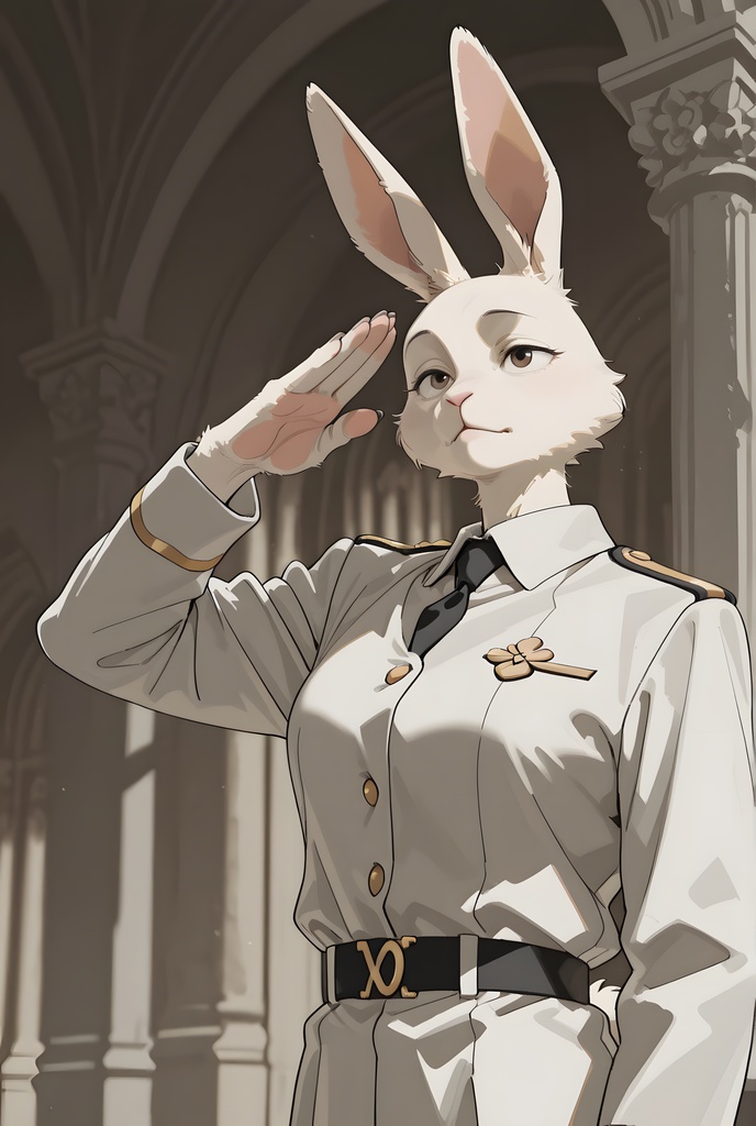 獣人軍人素材集:白うさぎ士官、白制服 Beastman Soldier Material Collection:White Rabbit Officer, White Uniform