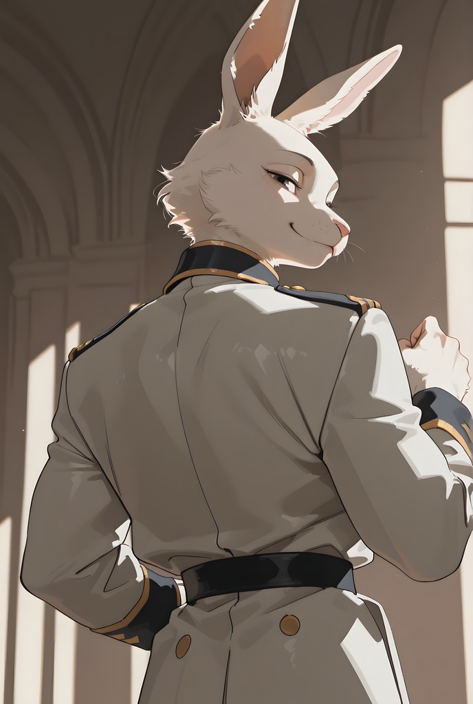 獣人軍人素材集:白うさぎ士官、白制服 Beastman Soldier Material Collection:White Rabbit Officer, White Uniform