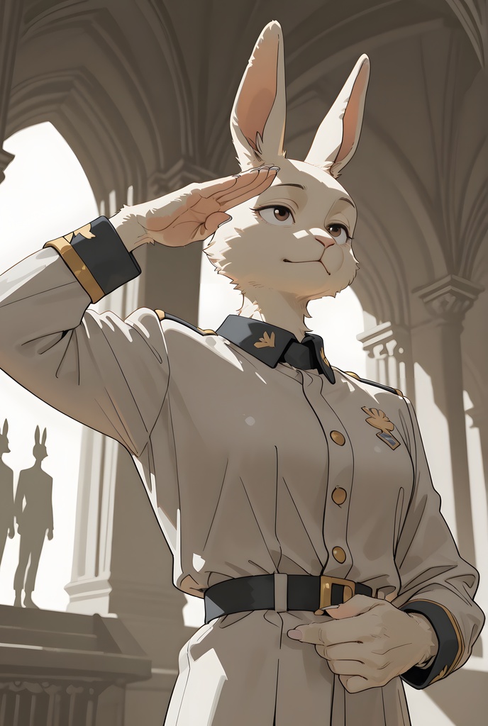 獣人軍人素材集:白うさぎ士官、白制服 Beastman Soldier Material Collection:White Rabbit Officer, White Uniform