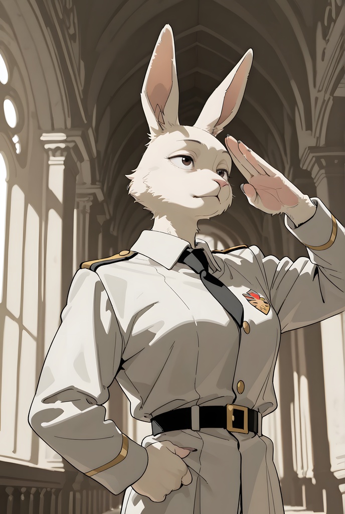 獣人軍人素材集:白うさぎ士官、白制服 Beastman Soldier Material Collection:White Rabbit Officer, White Uniform
