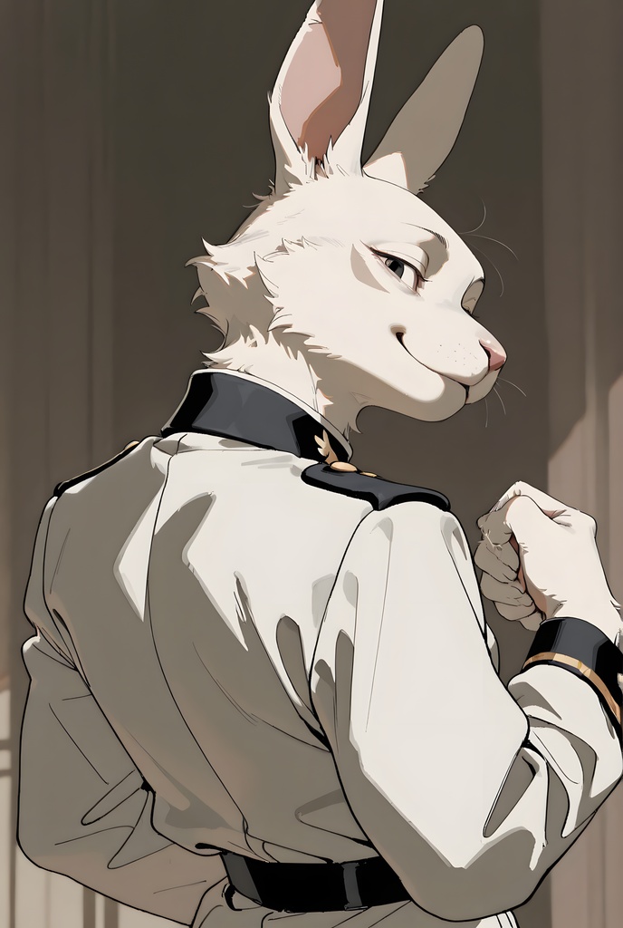 獣人軍人素材集:白うさぎ士官、白制服 Beastman Soldier Material Collection:White Rabbit Officer, White Uniform