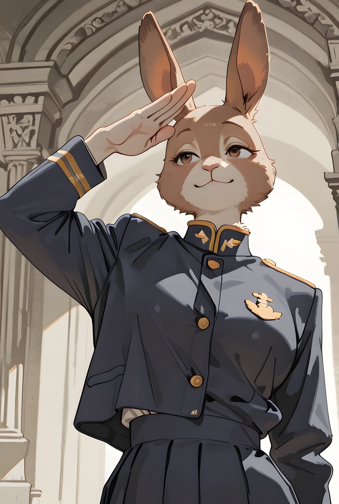 獣人軍人素材集:茶うさぎ士官、紺制服 Beastman Soldier Material Collection:Brown Rabbit Officer, Navy Uniform