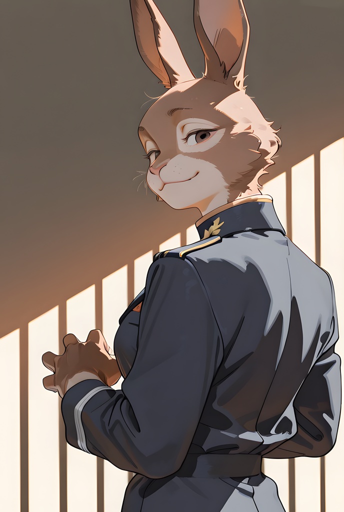 獣人軍人素材集:茶うさぎ士官、紺制服 Beastman Soldier Material Collection:Brown Rabbit Officer, Navy Uniform