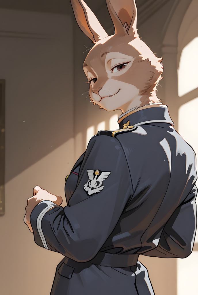 獣人軍人素材集:茶うさぎ士官、紺制服 Beastman Soldier Material Collection:Brown Rabbit Officer, Navy Uniform