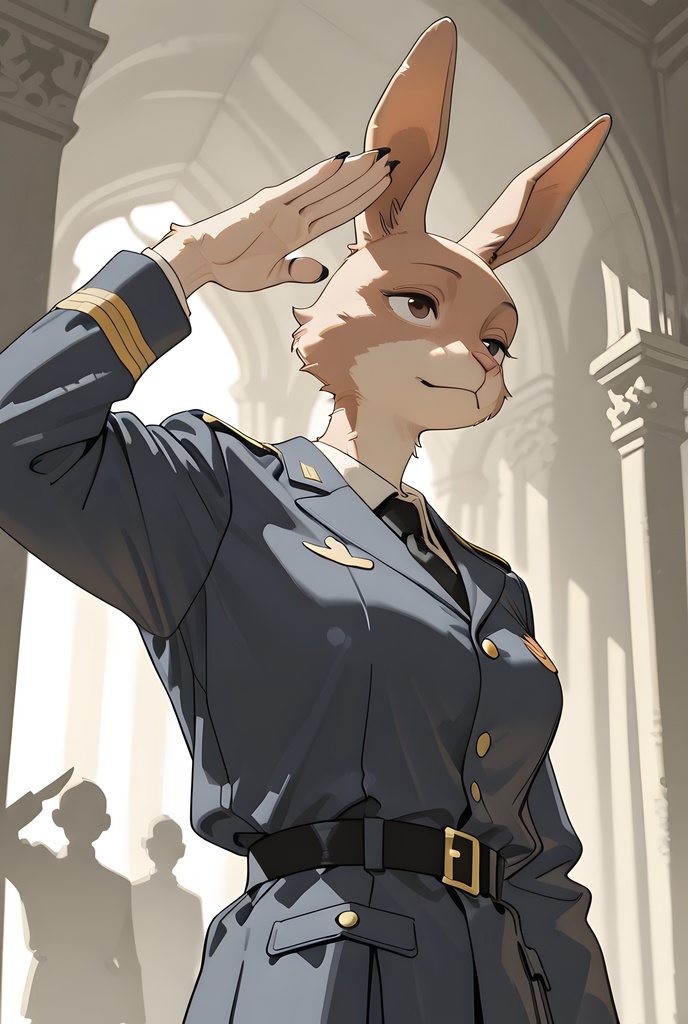 獣人軍人素材集：茶うさぎ士官、紺制服　Beastman Soldier Material Collection：Brown Rabbit Officer, Navy Uniform
