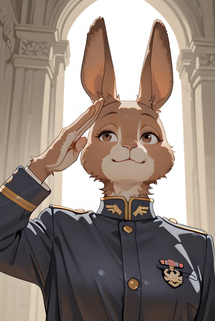 獣人軍人素材集:茶うさぎ士官、紺制服 Beastman Soldier Material Collection:Brown Rabbit Officer, Navy Uniform